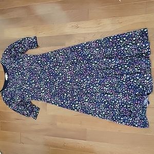 Boden 3/4 sleeve maxi stretch dress navy colorful‎ cheetah spot print 4P Petite